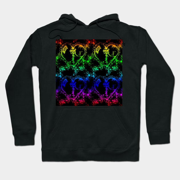 Rainbow Hearts Rainbow Bow Rainbow Ribbon With Black Background Hoodie by NeavesPhoto